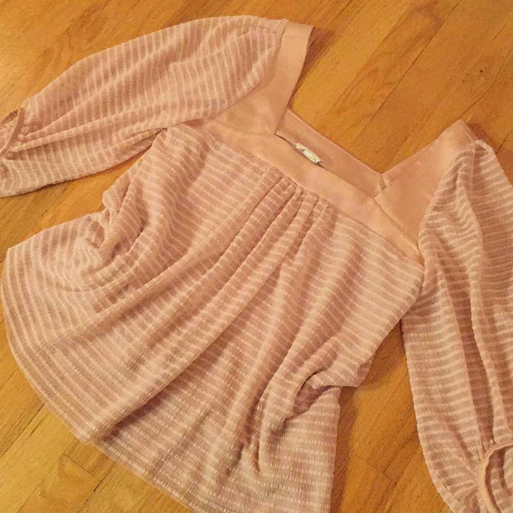 Anthropologie Meadow Rue loose weave/stripe/ satin